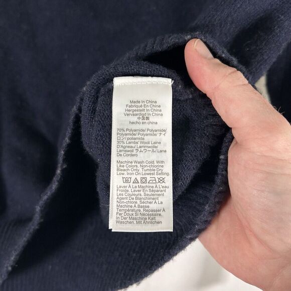 J. Crew Lambs Wool Blend Sweater Women's Medium Blue Knit Crew Neck Pullover - Picture 6 of 9